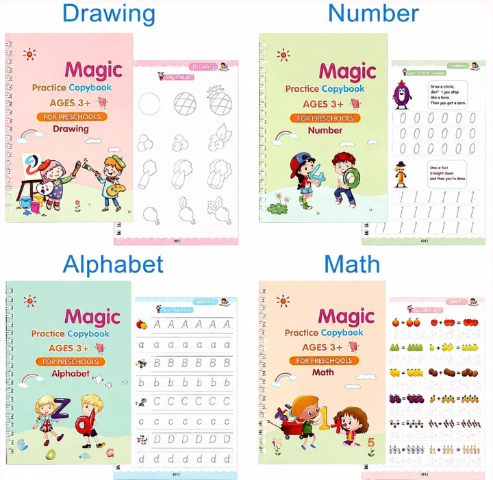 Magic Practice Copybook (4 BOOKS,1 PEN,1 GRIP,10 REFILL) – 50% OFF Today!